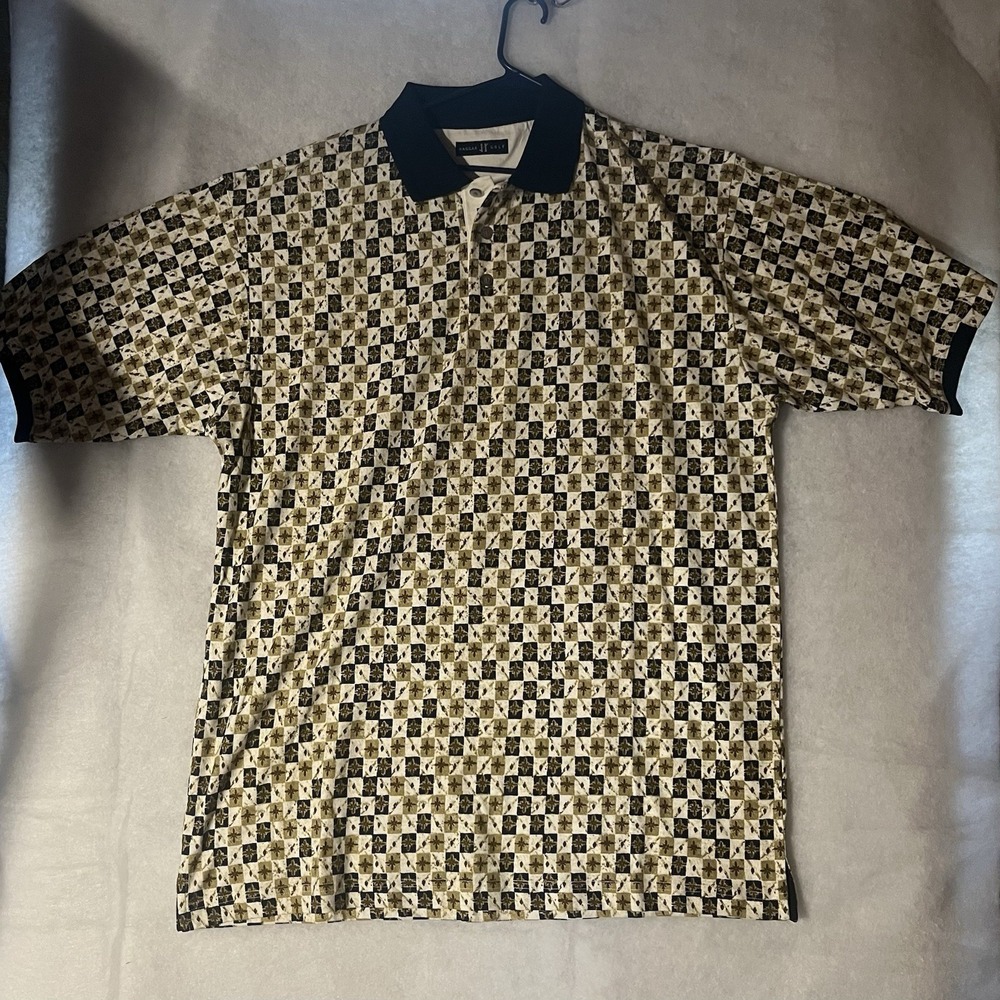 Haggar Golf Polo Geometric Board Men's Shirt Size Large